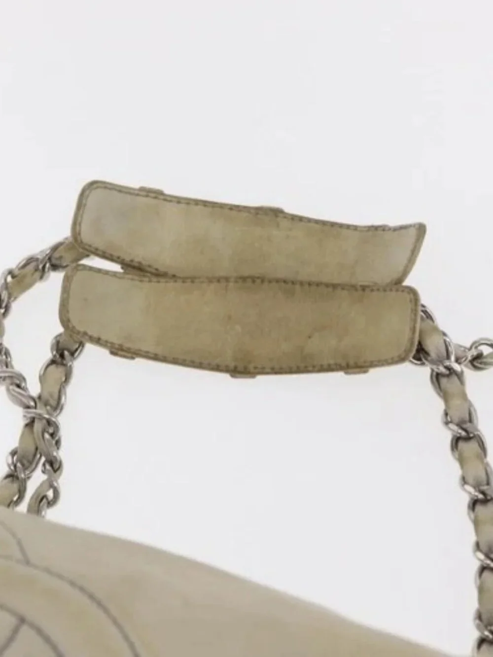 CHANEL COCO Mark Chain Shoulder Bag Leather Gray Silver CC Auth 157276